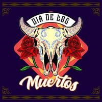 dekorativer Stierschädelkopf Tag der Toten Mexiko Illustration vektor