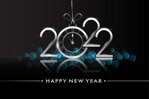 Frohes neues Jahr 2022 - neues Jahr glänzender Hintergrund mit Uhr vektor