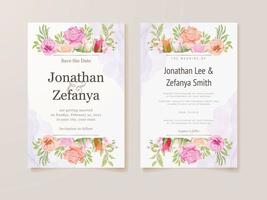 Hochzeitseinladungskarte mit floralem Vektor-Vorlagendesign vektor