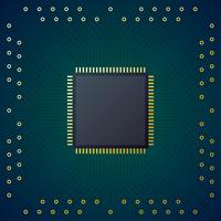 Kretskort med chip CPU-processor vektor bakgrund