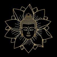 guld buddha huvud och lotus vektor