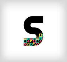 kreativ brev s. logotyp från huvudstad brev med geometrisk former. kreativ utbildning färgrik grafisk. vektor