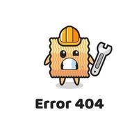 Fehler 404 mit dem süßen rohen Instant-Nudeln-Maskottchen vektor