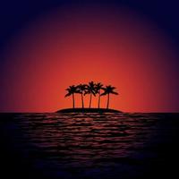 tropisk ö vid solnedgången vektor
