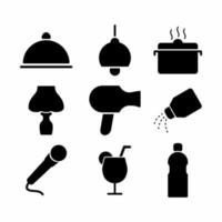 Vektorgrafik von - Hotel- und Restaurantset-Symbol Teil 2 - schwarzer Stil vektor