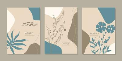 blommig vektor omslag design mallar. abstrakt boho botanisk bakgrund a4 storlek pastell för bok, Pärm, anteckningsböcker, planerare, broschyrer, böcker, kataloger