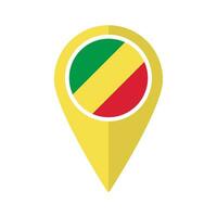 Flagge von Republik von das Kongo Flagge auf Karte punktgenau Symbol isoliert Gelb Farbe vektor