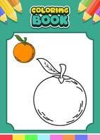 Früchte Färbung Buch zum Kinder. Orange Vektor Illustration