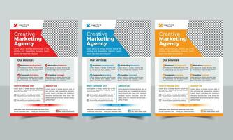 korporativ Digital Marketing Agentur Geschäft Flyer Design Vorlage einstellen mit Rot, Blau, und Gelb, Farbe. vektor