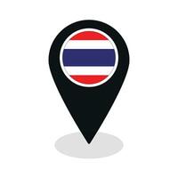 thailand flagga på Karta precisera ikon isolerat. flagga av thailand på stift Karta vektor