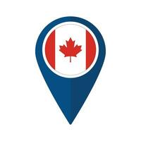 Flagge von Kanada Flagge auf Karte punktgenau Symbol isoliert Blau Farbe vektor