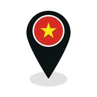 flagga av vietnam flagga på Karta precisera ikon isolerat svart Färg vektor