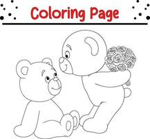 Karikatur romantisch Paar Teddy Bär Färbung Seite Vektor Illustration