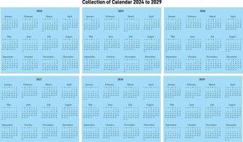 Kalender Sammlung 2024 zu 2029 vektor