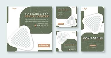 spa och massage social media posta för uppkopplad marknadsföring befordran baner, berättelse och webb internet annonser flygblad vektor