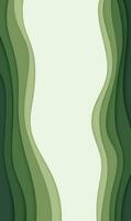 djup skog grön vågor, papper konst baner i vertikal formatera. natur grönska Färg berättelse mall i papperssår stil. vektor illustration eps 10.