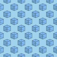 geometri vektor blå sömlös mönster med geometrisk kub tecken
