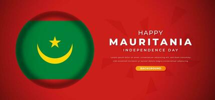 glücklich Mauretanien Unabhängigkeit Tag Design Papier Schnitt Formen Hintergrund Illustration zum Poster, Banner, Werbung, Gruß Karte vektor
