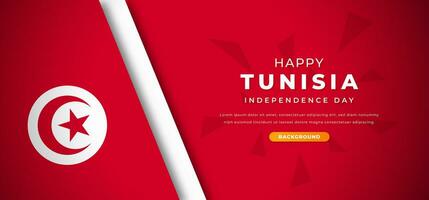 Lycklig tunisien oberoende dag design papper skära former bakgrund illustration för affisch, baner, reklam, hälsning kort vektor