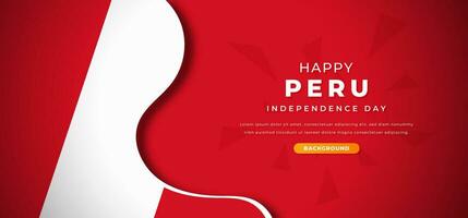glücklich Peru Unabhängigkeit Tag Design Papier Schnitt Formen Hintergrund Illustration zum Poster, Banner, Werbung, Gruß Karte vektor