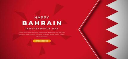 glücklich Bahrain Unabhängigkeit Tag Design Papier Schnitt Formen Hintergrund Illustration zum Poster, Banner, Werbung, Gruß Karte vektor