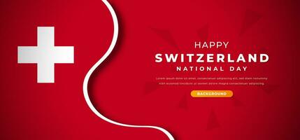 glücklich Schweiz National Tag Design Papier Schnitt Formen Hintergrund Illustration zum Poster, Banner, Werbung, Gruß Karte vektor