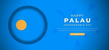 glücklich Palau Unabhängigkeit Tag Design Papier Schnitt Formen Hintergrund Illustration zum Poster, Banner, Werbung, Gruß Karte vektor