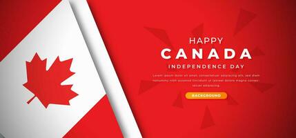 Lycklig kanada oberoende dag design papper skära former bakgrund illustration för affisch, baner, reklam, hälsning kort vektor