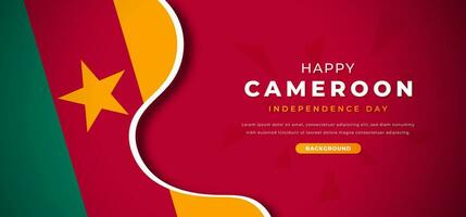 glücklich Kamerun Unabhängigkeit Tag Design Papier Schnitt Formen Hintergrund Illustration zum Poster, Banner, Werbung, Gruß Karte vektor
