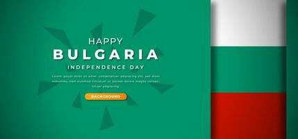 Lycklig bulgarien oberoende dag design papper skära former bakgrund illustration för affisch, baner, reklam, hälsning kort vektor