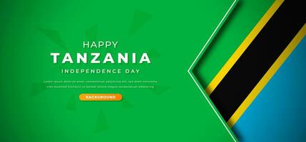 Lycklig tanzania oberoende dag design papper skära former bakgrund illustration för affisch, baner, reklam, hälsning kort vektor
