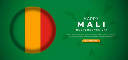 glücklich Mali Unabhängigkeit Tag Design Papier Schnitt Formen Hintergrund Illustration zum Poster, Banner, Werbung, Gruß Karte vektor