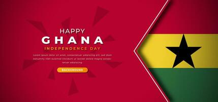 Lycklig ghana oberoende dag design papper skära former bakgrund illustration för affisch, baner, reklam, hälsning kort vektor