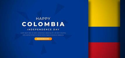 Lycklig colombia oberoende dag design papper skära former bakgrund illustration för affisch, baner, reklam, hälsning kort vektor