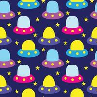 färgrik UFO tecknad serie illustration sömlös mönster vektor