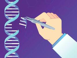 knusprig cas9 Gen Bearbeitung Werkzeug. Genom bearbeitet, Mensch DNA genetisch Ingenieurwesen und DNA Code Vektor Illustration