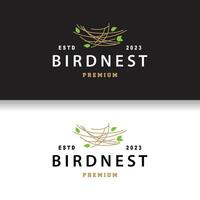 fågel bo logotyp, fågel hus skydd vektor, modern linje årgång design minimalistisk stil symbol mall vektor