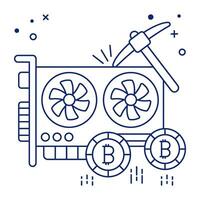 en unik design ikon av bitcoin gpu kort vektor