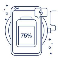 ein linear Design Symbol von Handy, Mobiltelefon Batterie Laden vektor