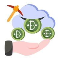 en perfekt design ikon av moln bitcoin brytning vektor