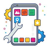 konceptuell design ikon av mobil appar utveckling vektor