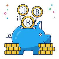 btc mit Penny präsentieren Bitcoin Ersparnisse Symbol vektor