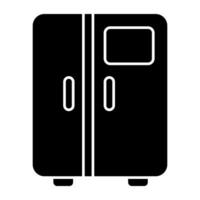 vektor design av dubbel- dörr kylskåp, fast ikon