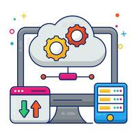 redigerbar designikon för molndataöverföring vektor