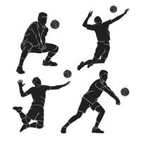 silhuett vektor volleyboll spelare uppsättning svart
