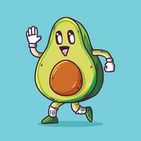 süß glücklich Avocado Obst Maskottchen Charakter Vektor Karikatur Illustration. Avocado Vektor Karikatur Illustration.
