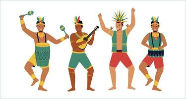 uppsättning samling av manlig brasiliansk samba dansare vektor
