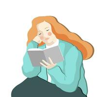 Mädchen lesen Buch Vektor Illustration