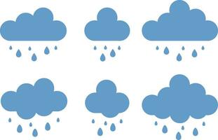 Regen Wetter Symbol Satz. Wolke Vektor im modisch eben Stil isoliert auf Weiß Hintergrund.