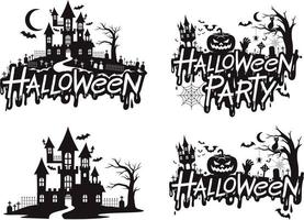halloween klistermärken och etiketter svart färg illustration vektor